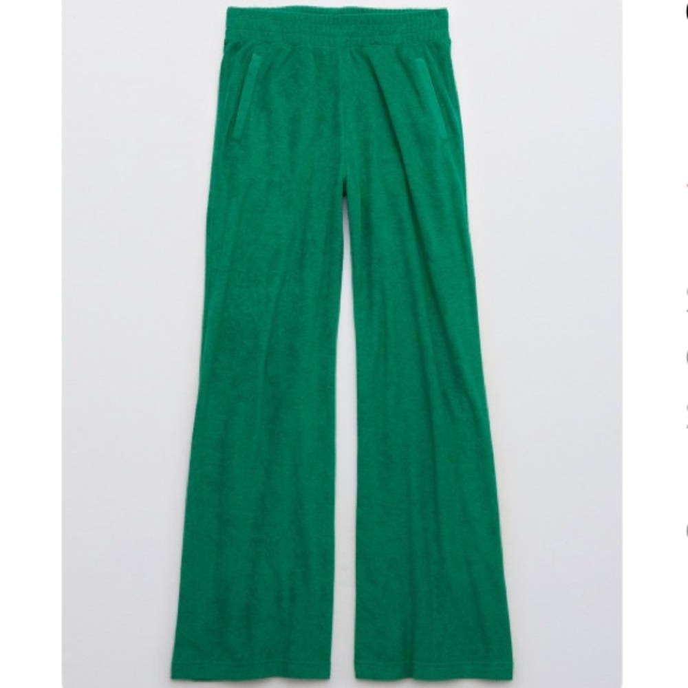 Aerie Green Wide Leg Pants